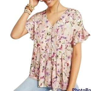 Anthropologie Dolan Women's Mitzi Floral Boho  Blouse With Buttons
